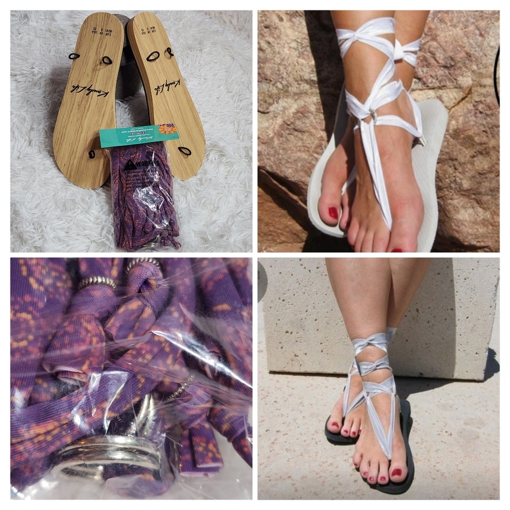 Kandy Life Interchangeable FLAT Sandals Soft Print Fabric Womens Size 10